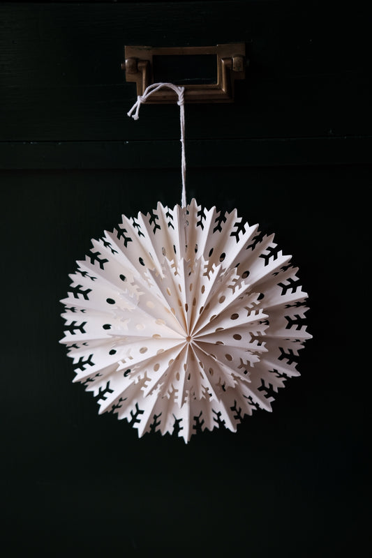 Paper star • Crystals • White • 22 cm