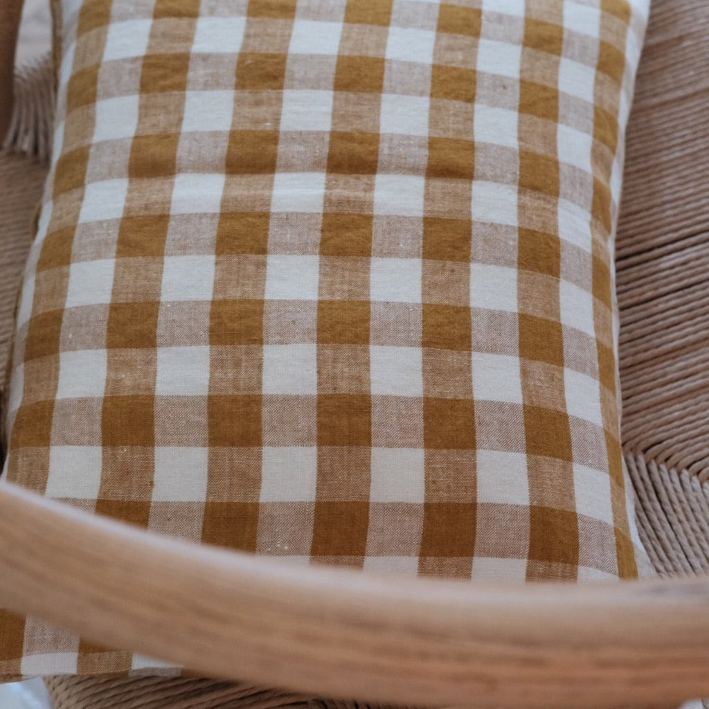 Pudevår • Hør • 30x40 • Vichy Moyen Curcum • Sennep Tern