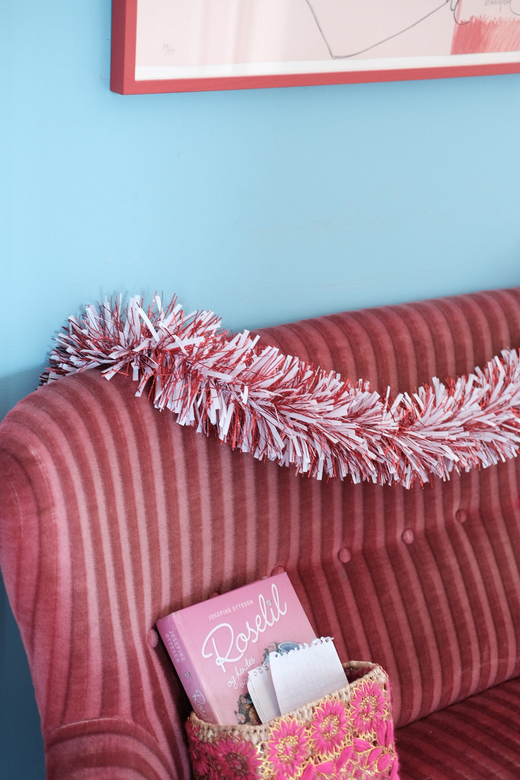 Guirlande • Lametta • 2 meter • Rød & Hvid