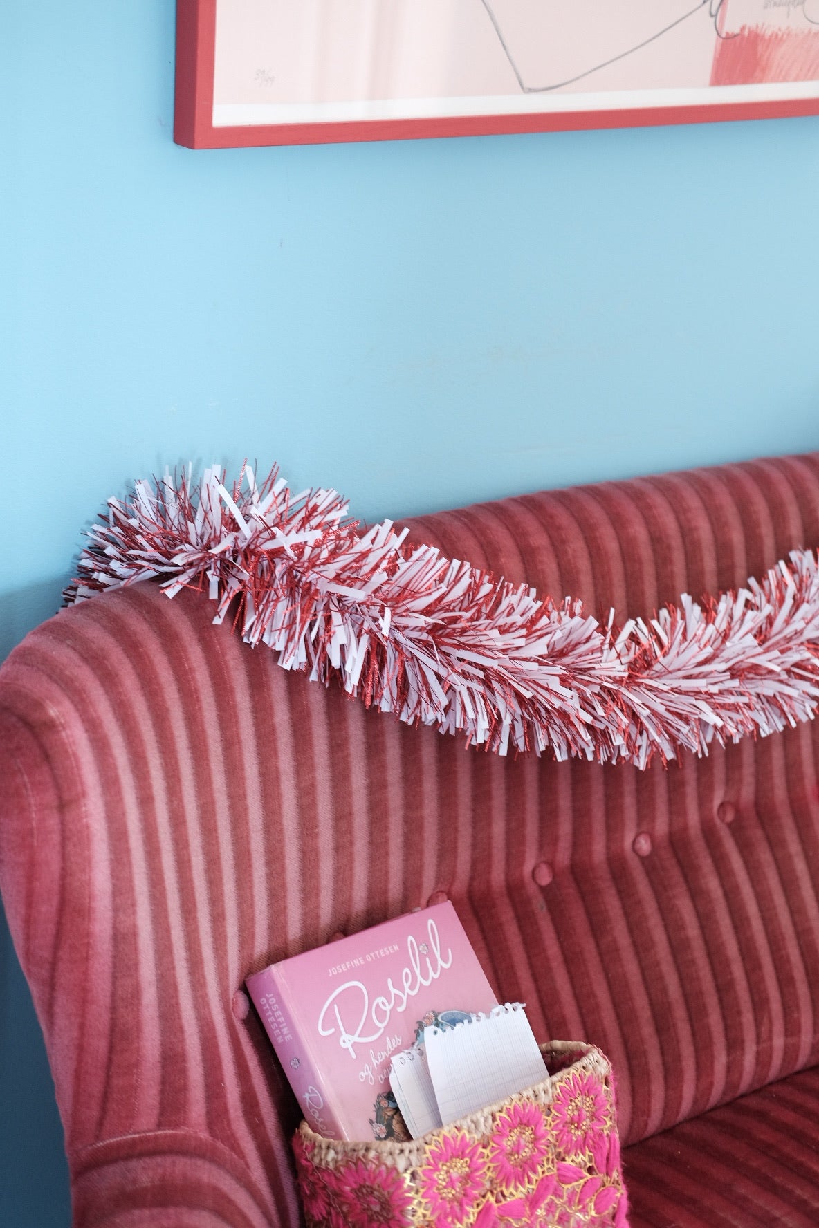 Guirlande • Lametta • 2 meter • Rød & Hvid