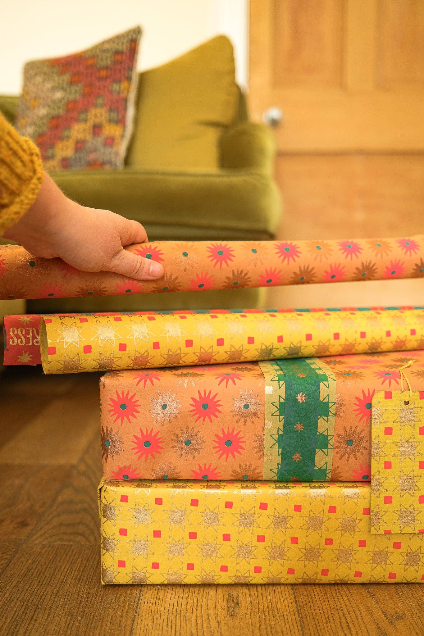 Gavepapir • Stjerner • 3 ark • Sendes ikke
