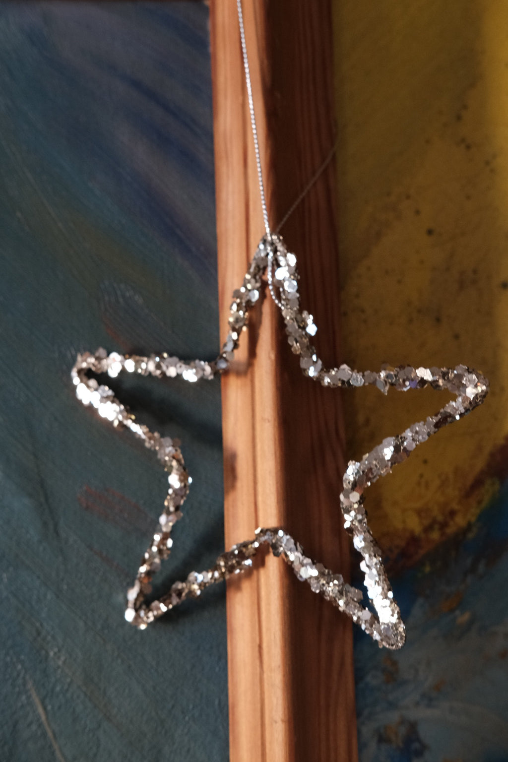 Julepynt • Dekoration • Stjerne • Sølv glimmer