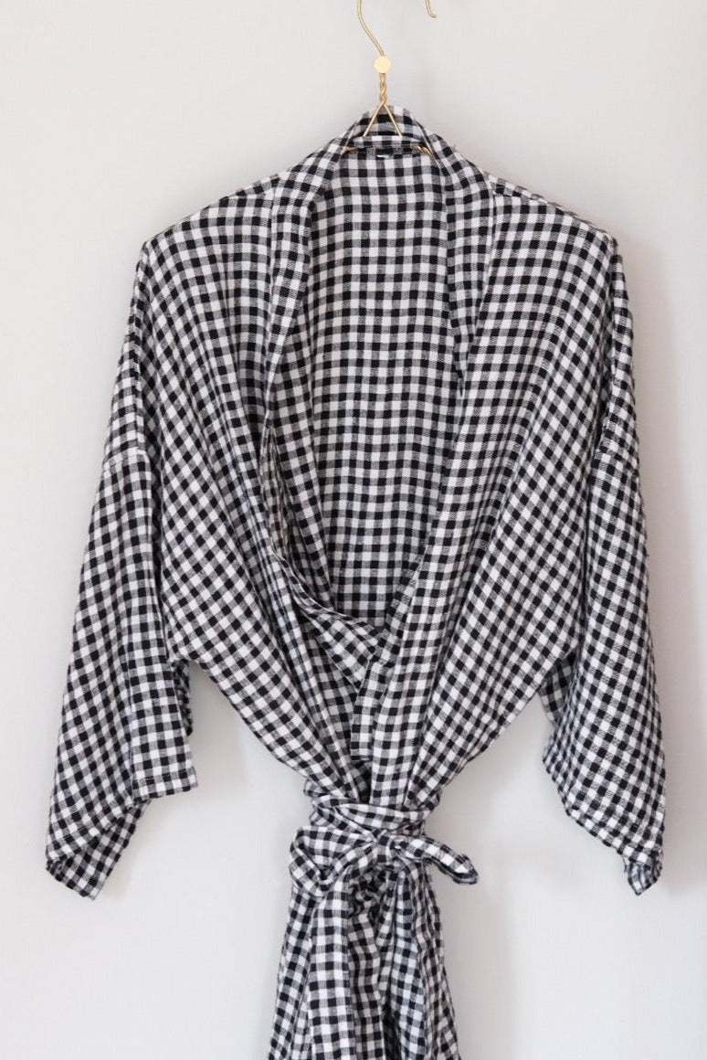 Kimono • XL • Nouveau Vichy Noir • Sort Hvide Tern