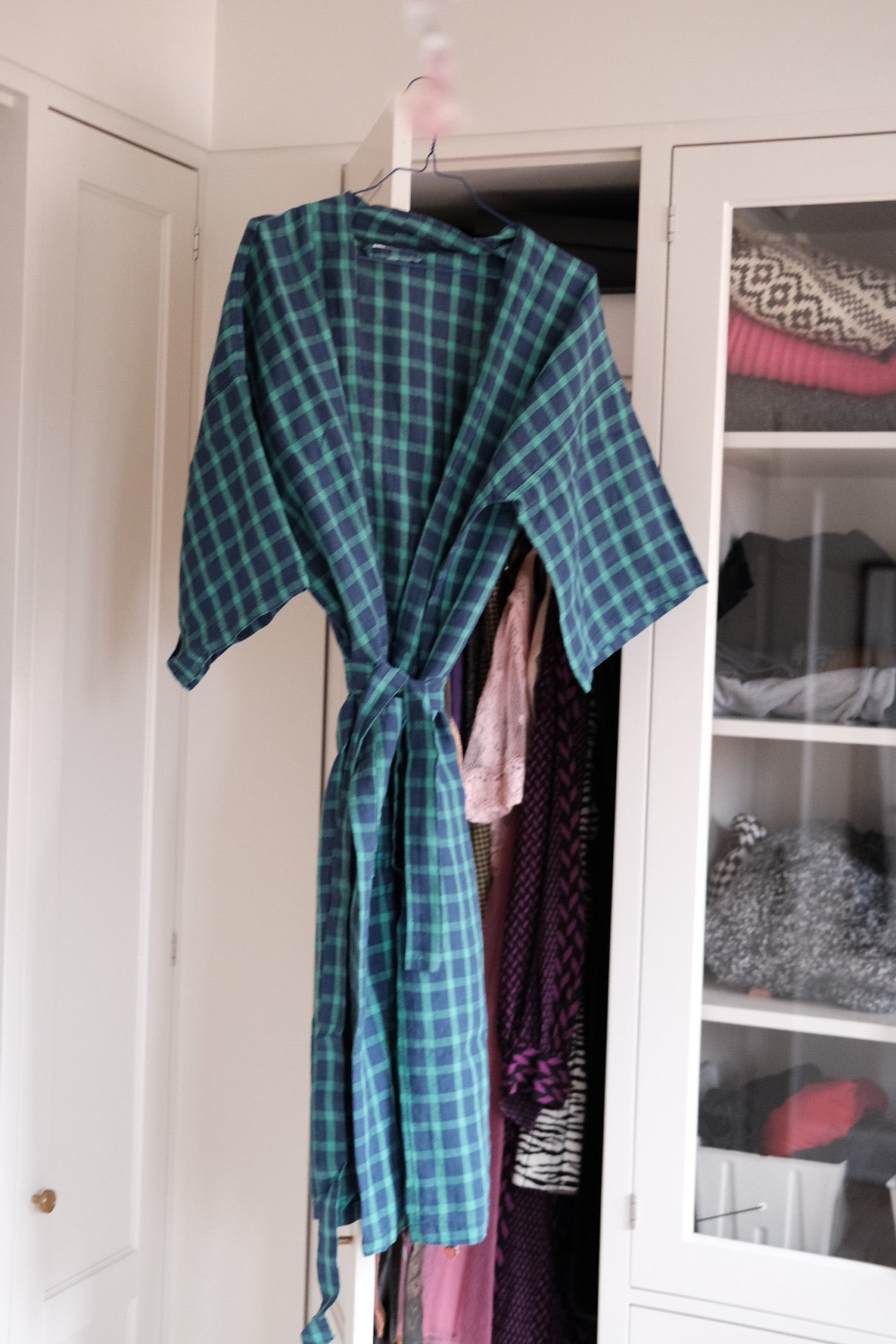 Kimono • XL • Blå og Grøn • Carreaux Vert Marine
