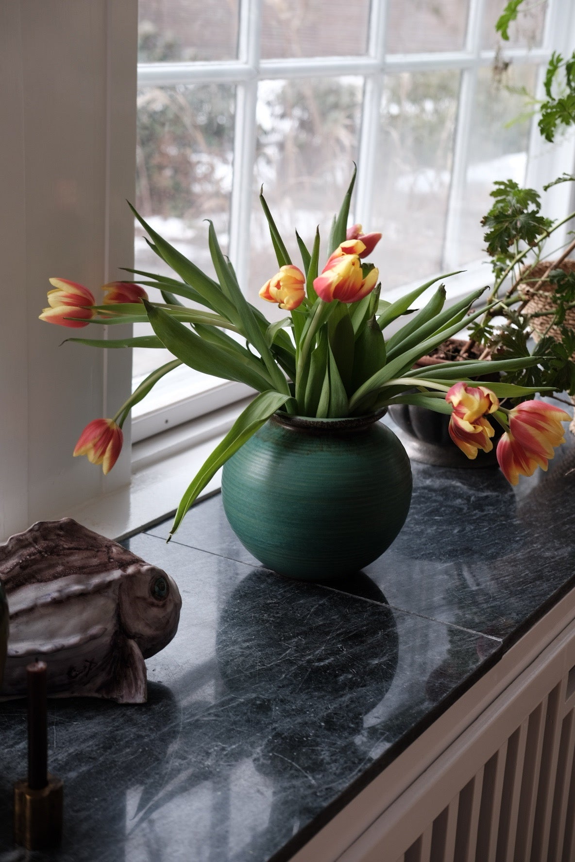 Vintage • Keramik • Rund • Mint Grøn