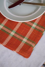 Placemat • Palm leaves • Iraca • Terracotta & green check