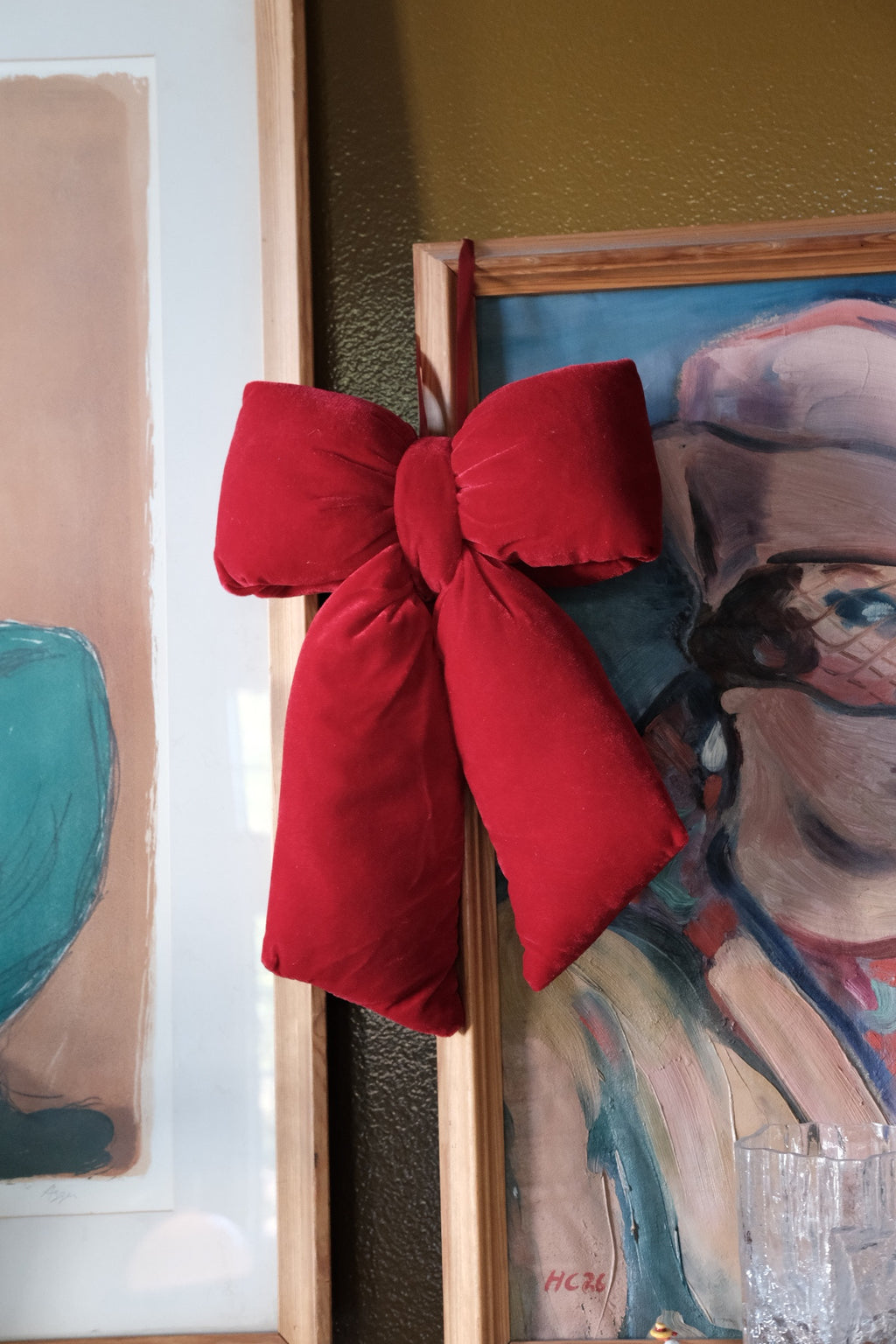 Julepynt • Velour Sløjfe • Rød • 40 cm