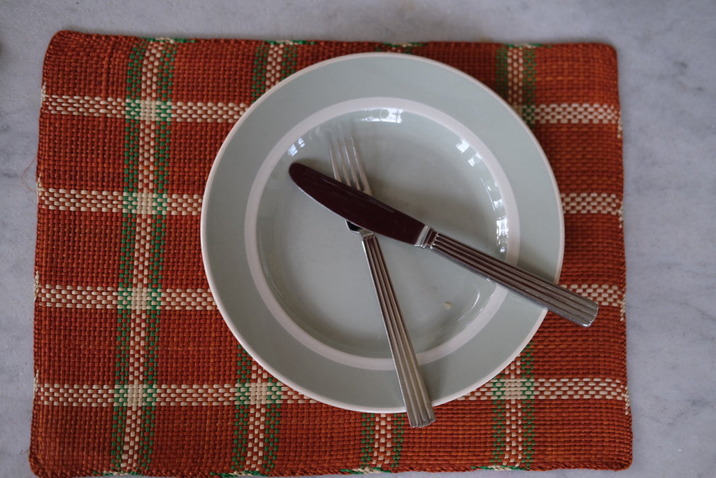 Placemat • Palm leaves • Iraca • Terracotta & green check