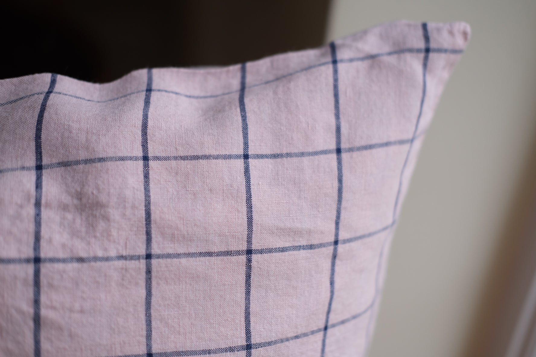 Pillowcase • Linen • 50x50 cm • Medium • Carreaux Rose Pale XL • Checked Pink
