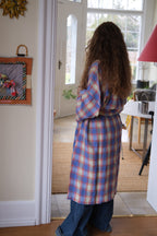 Linge Particulier kimono i xl med blåt og ternet ekko i let sommerstil, lavet af let materiale.