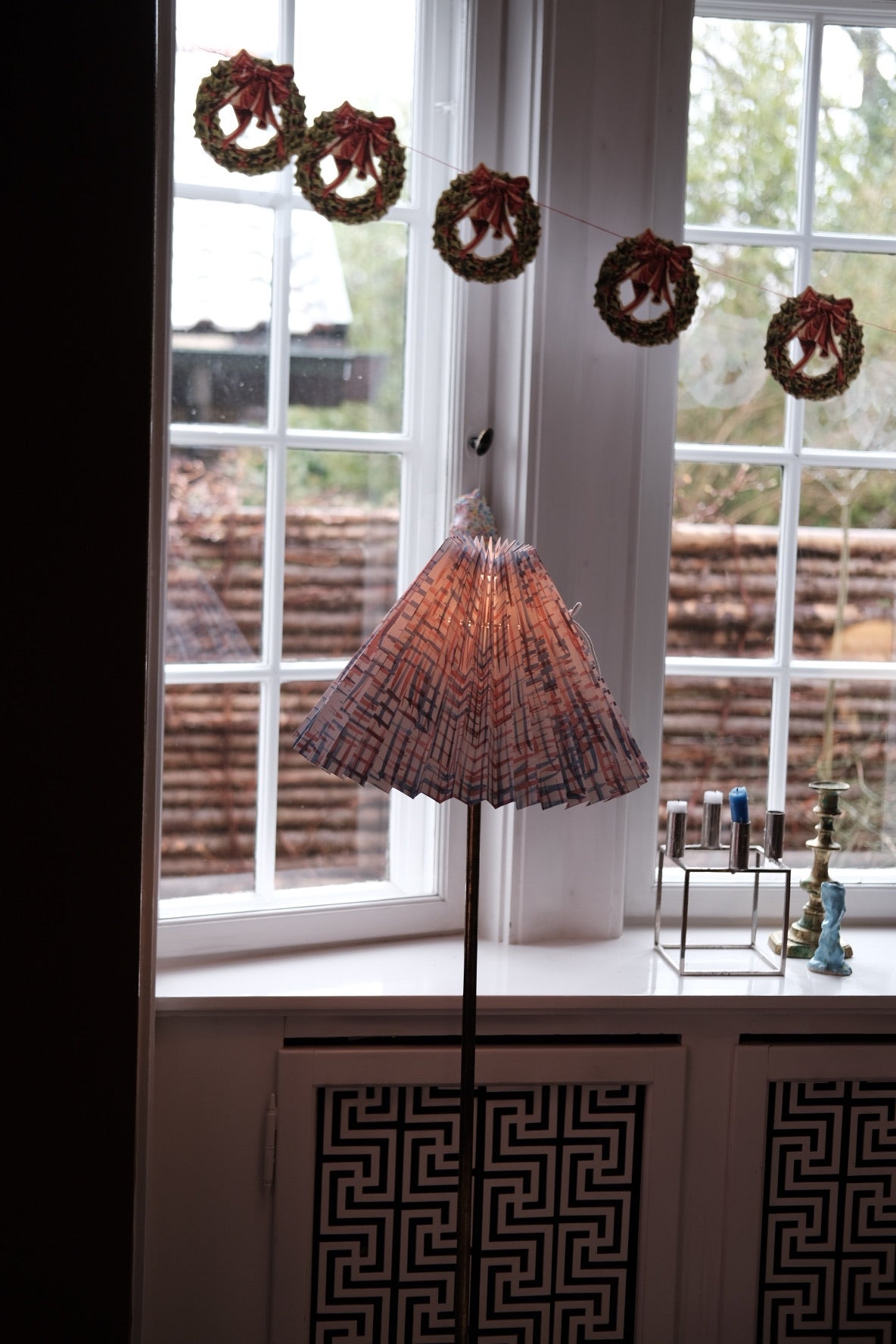 Lampshade • Handmade Pleated lampshade • 26 cm • Blue &amp; Red Check