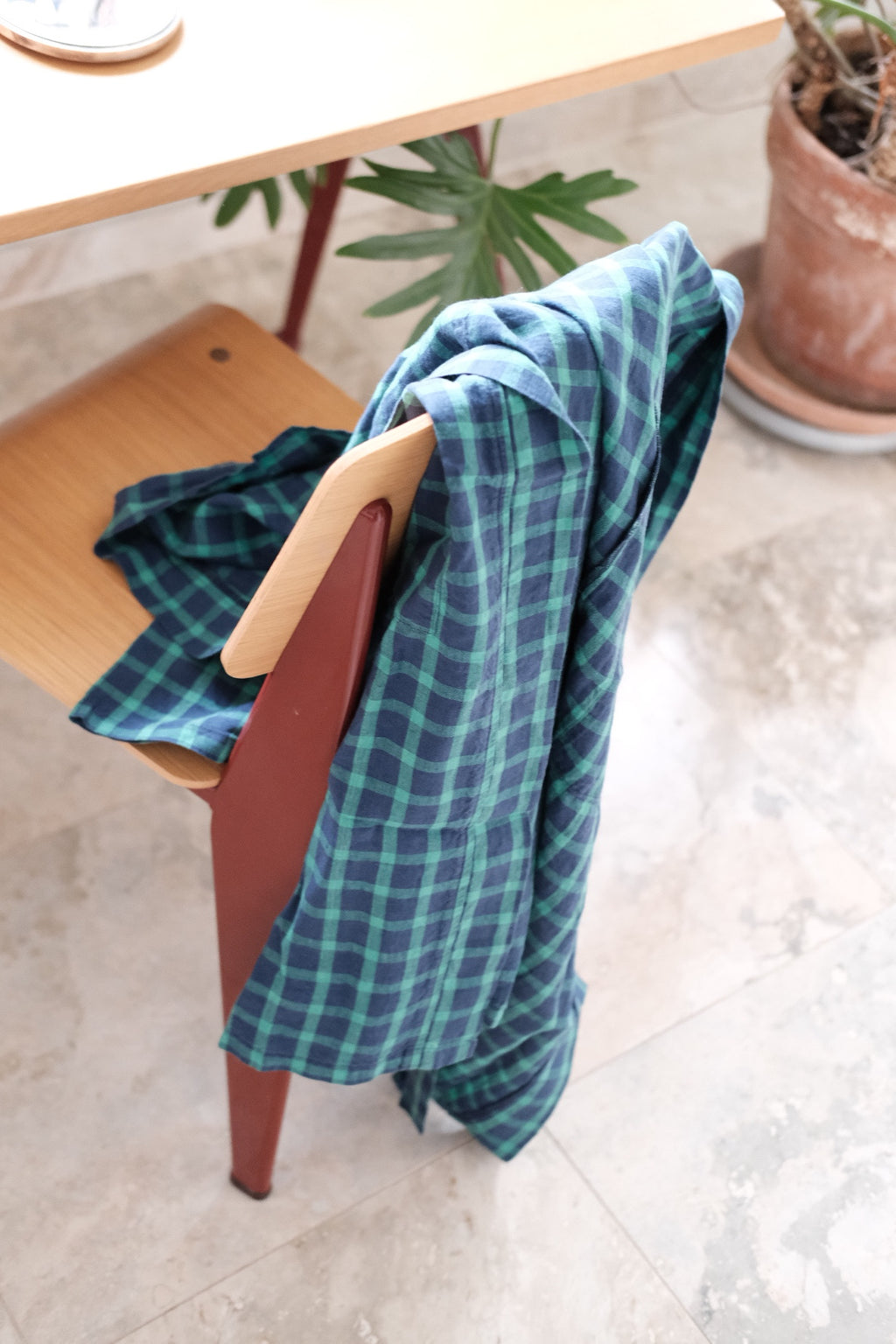 Kimono • M • Blue and Green • Carreaux Vert Marine