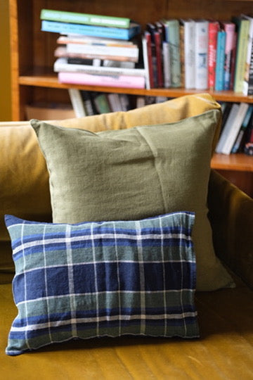 Pillowcase • Linen • Small • Ecossais Navy Green • Navy and green plaid