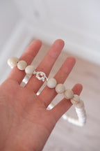 Halskæde • Håndlavet • Halvædelsten • Hvid Fossil