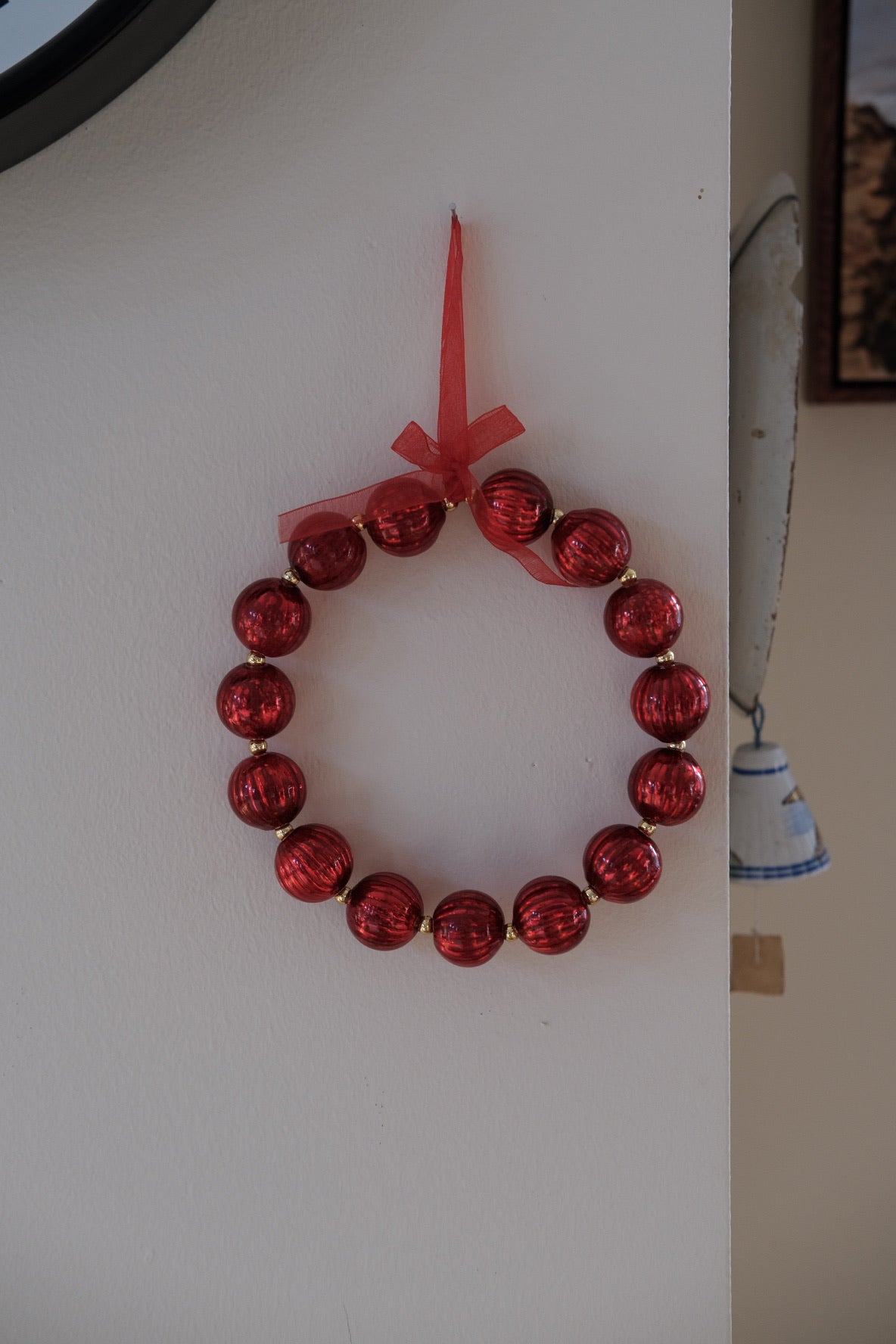 Julepynt • Dekoration • Rød Perle Krans • 15cm