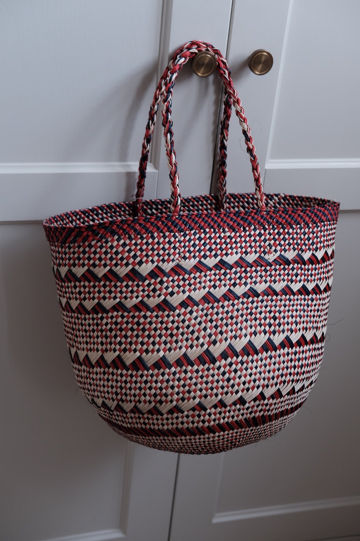 Taske • Palmeblade • Rød, Blå & Natur • Medium • DORA