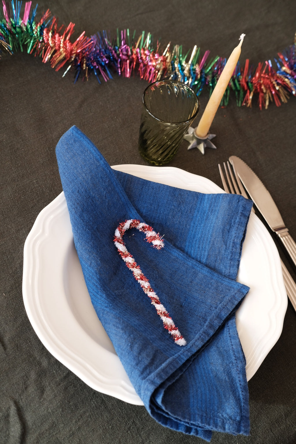 Serviet • Hør • Rayure Indigo