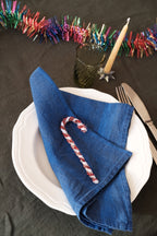 Serviet • Hør • Rayure Indigo