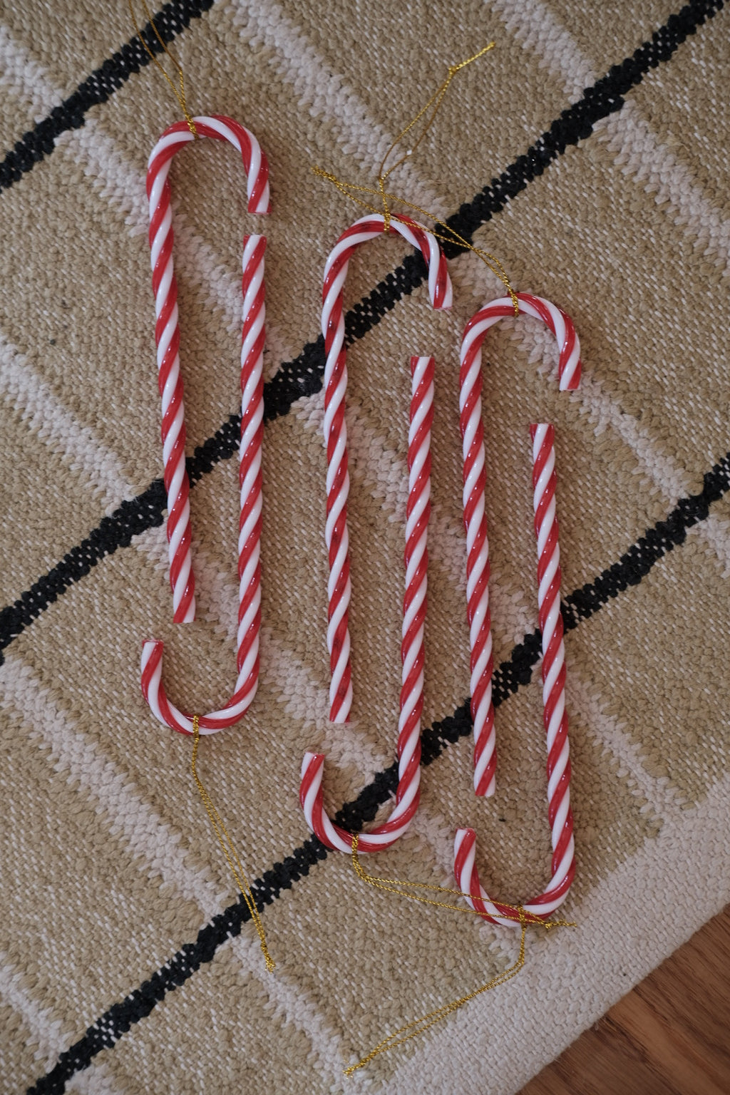 Julepynt • Dekoration • Slikstok • Hvid & Rød