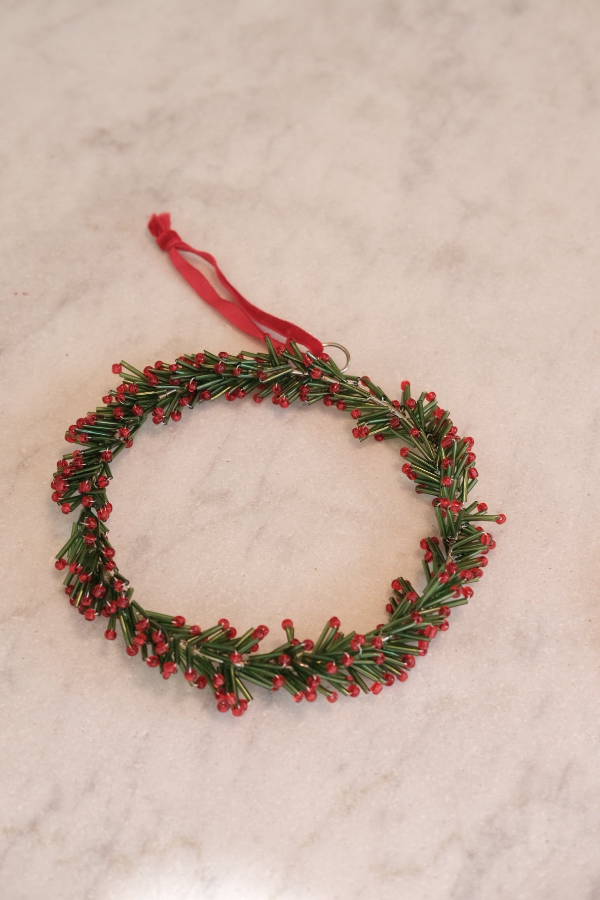 Julepynt • Dekoration • Grøn Perle Krans • 14cm