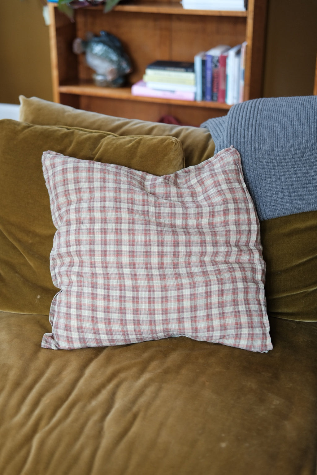 Pudevår • Hør • 50x50 cm • Tartan Sienne Vert • DORA