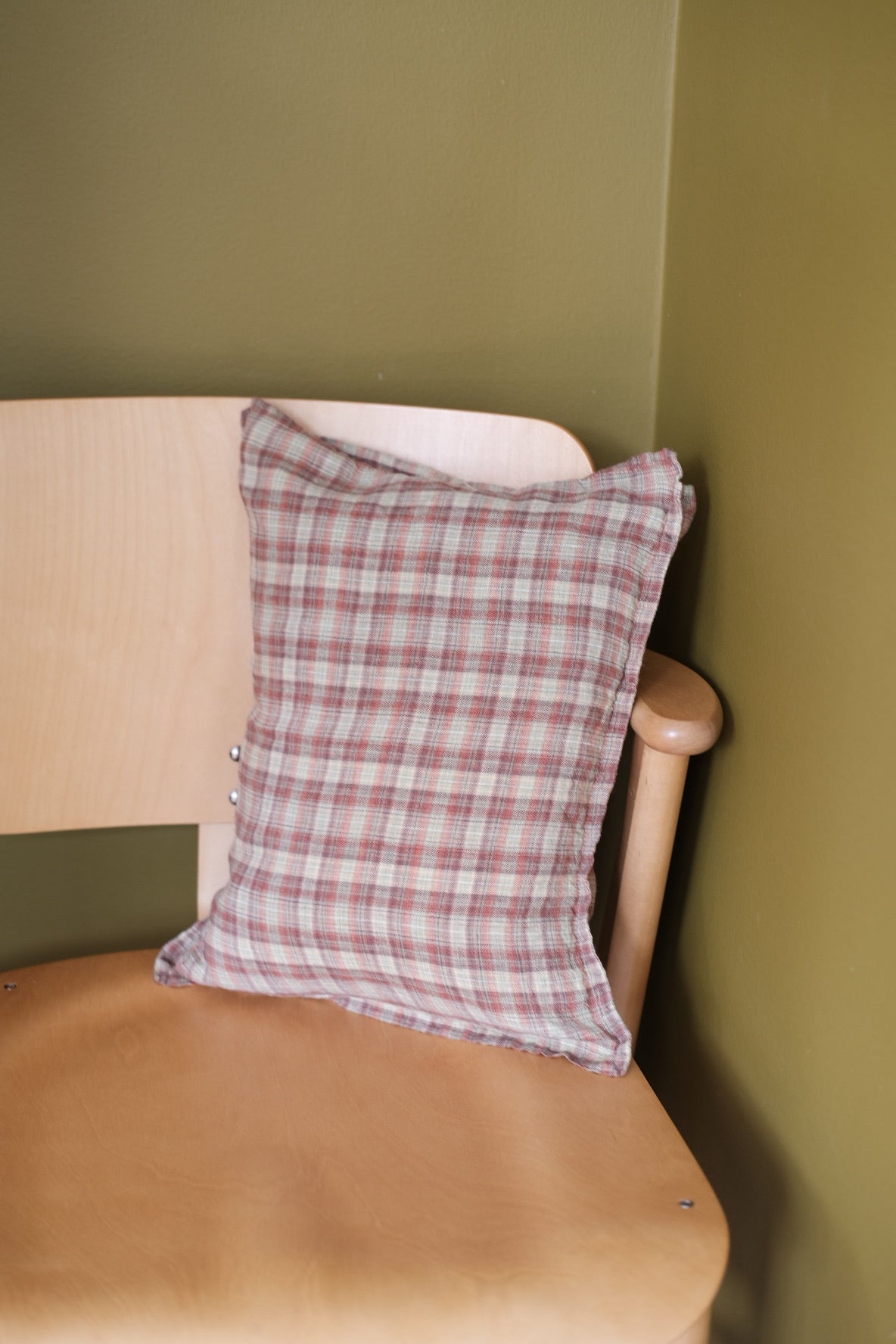 Flax pillow • 30x40 cm • Tartan Sienne Vert