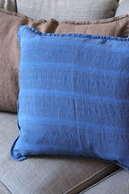 Pudevår • Hør • 50x50 cm • Rayure Indigo