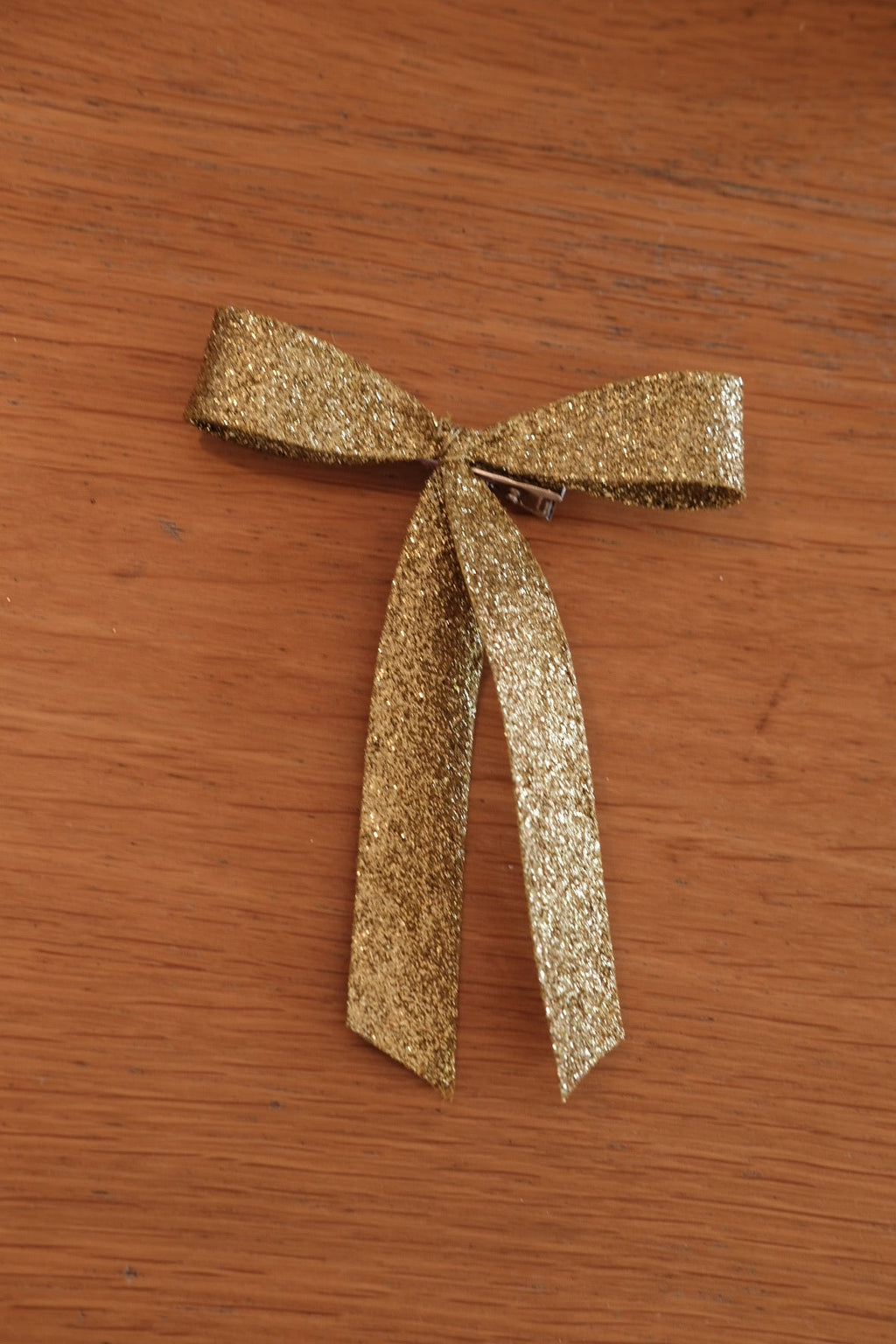 Julepynt • Glimmer Sløjfe • Guld med Klips • 12 cm