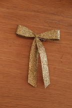 Julepynt • Glimmer Sløjfe • Guld med Klips • 12 cm