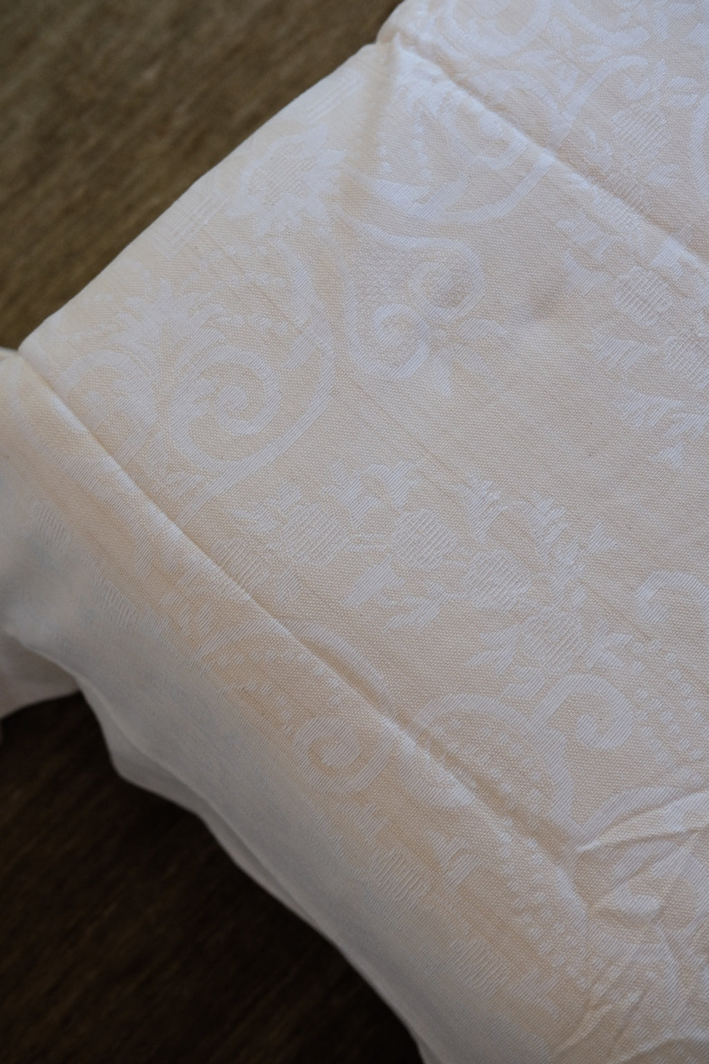 Sengetæppe • Damask • Vævet • Creme