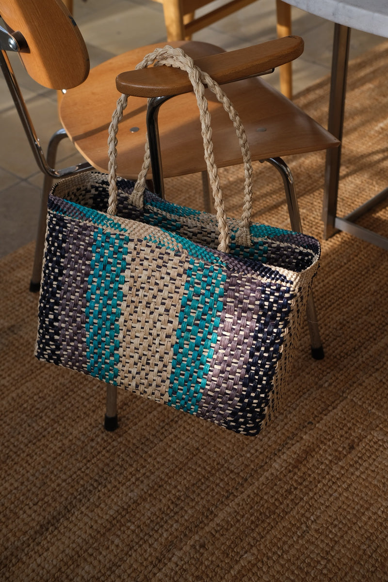 Taske • Palmeblade • Tyrkis, Natur & Grå • Stor • DORA