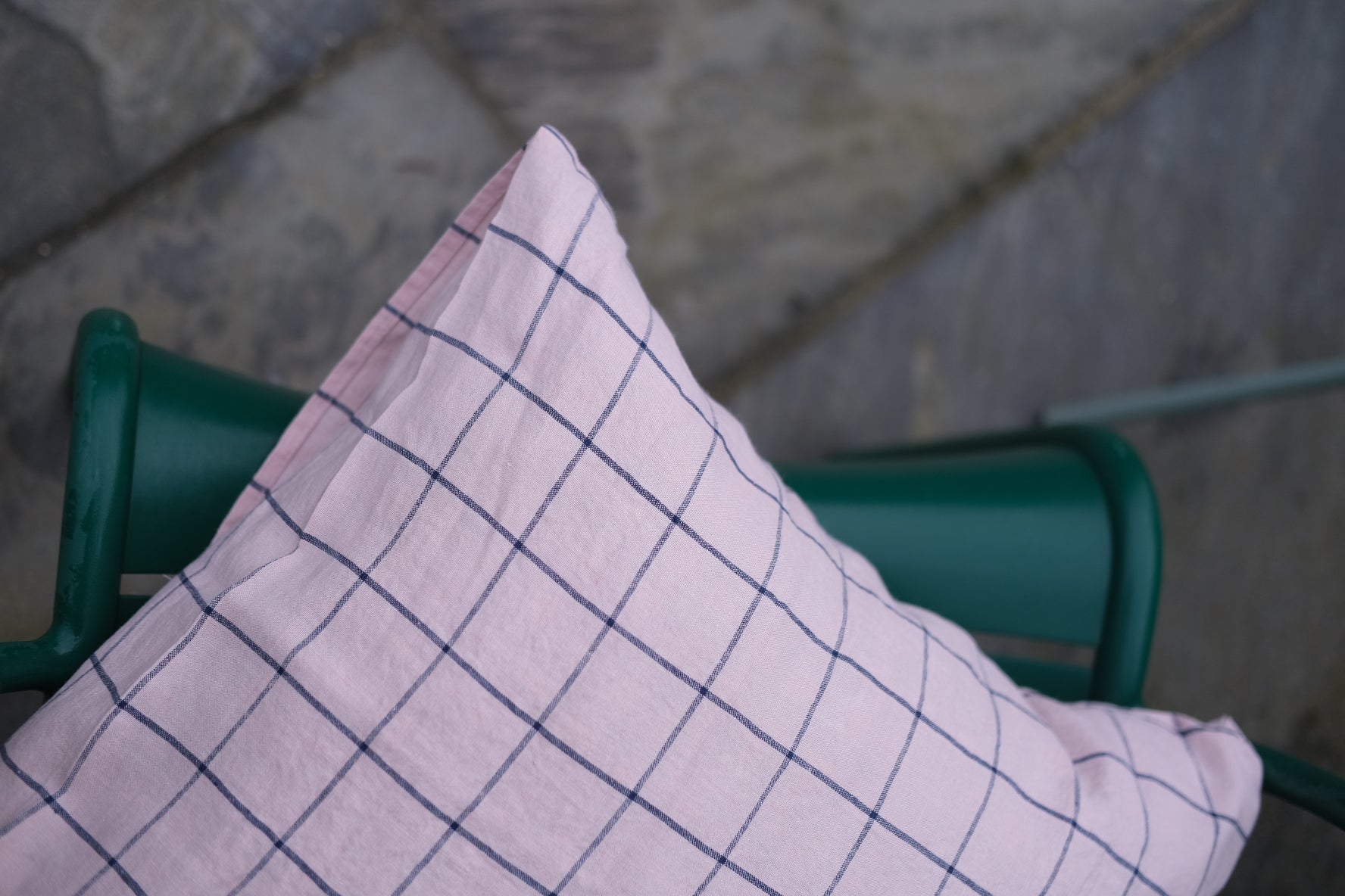Pillowcase • Linen • 50x50 cm • Medium • Carreaux Rose Pale XL • Checked Pink