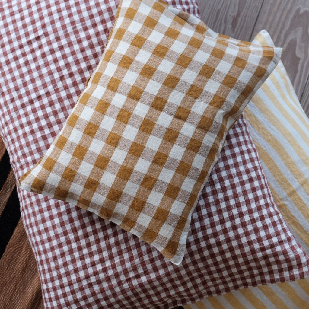 Pudevår • Hør • 30x40 • Vichy Moyen Curcum • Sennep Tern