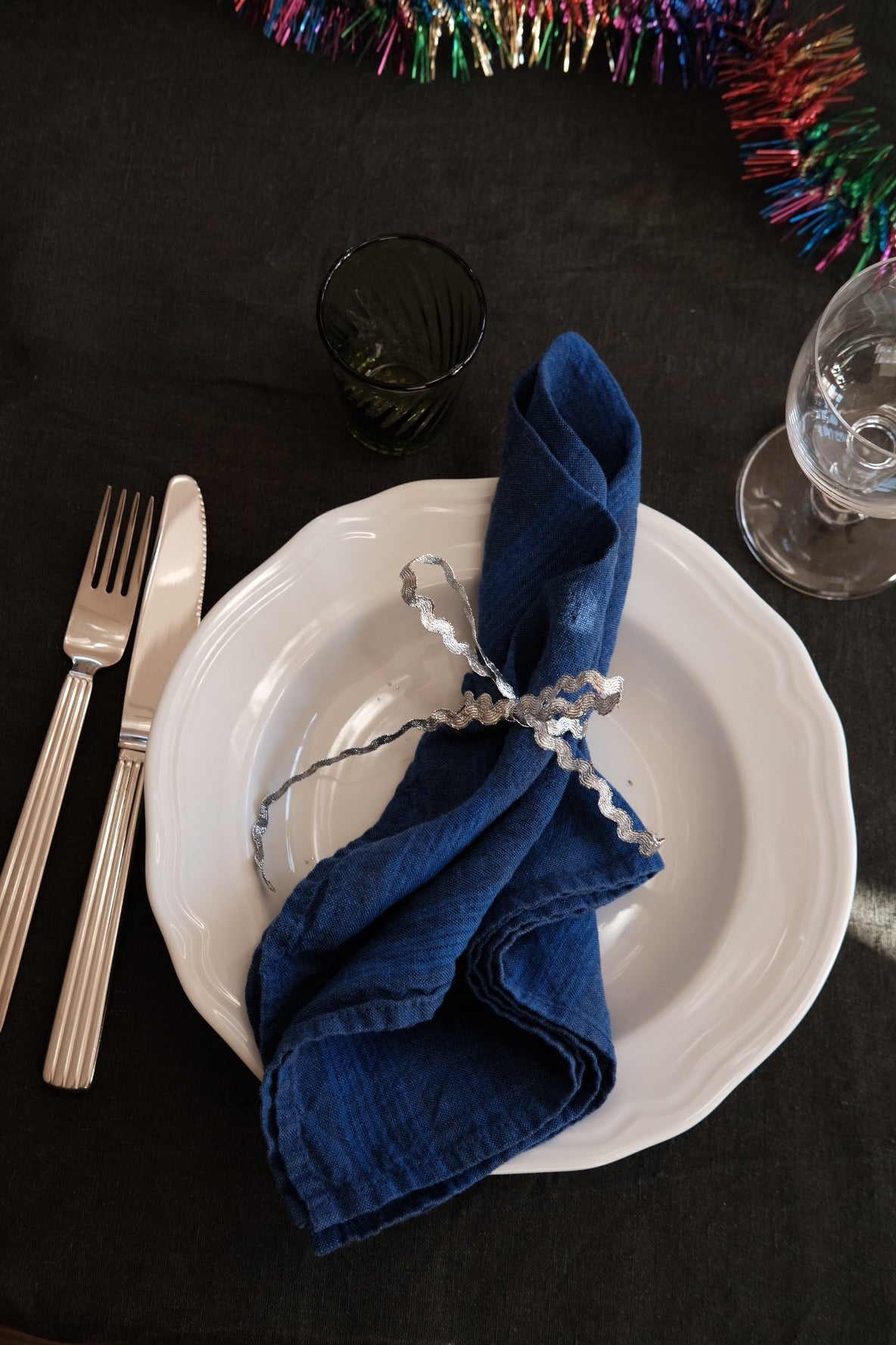 Serviet • Hør • Rayure Indigo