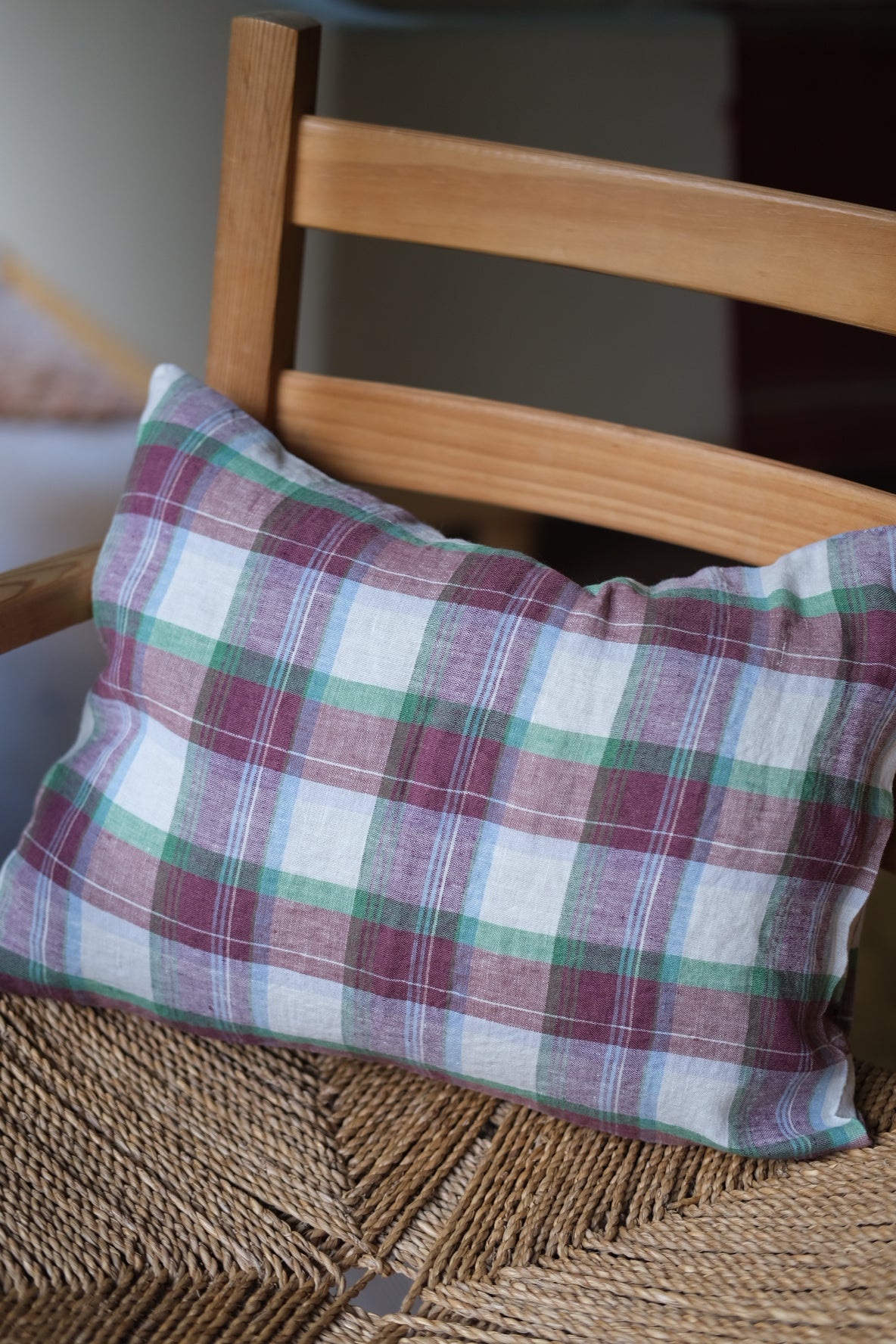 Pillowcase • Linen • Small • Mattress Prune • Plum Check