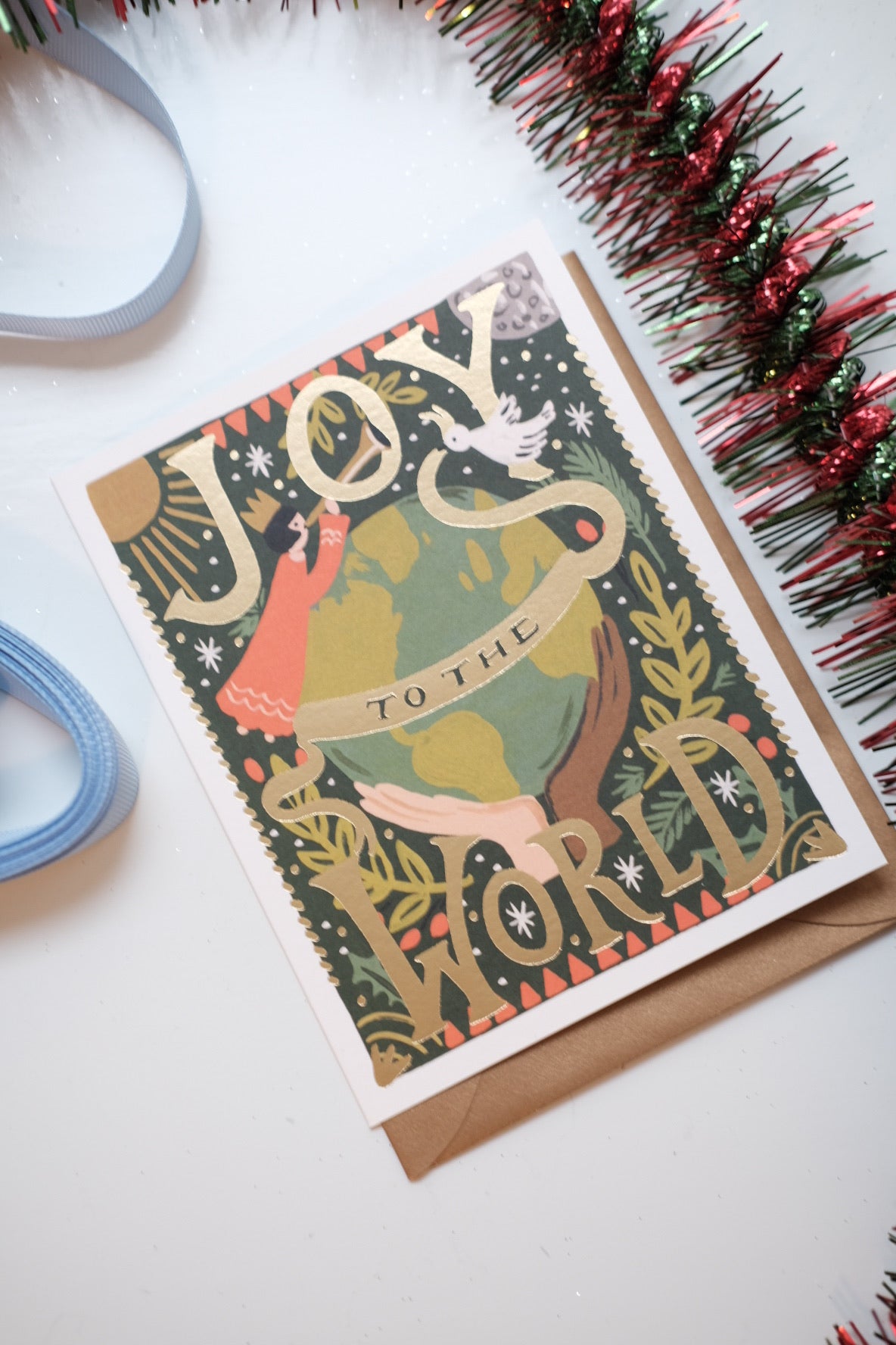 Christmas card • Joy to the world • Globe