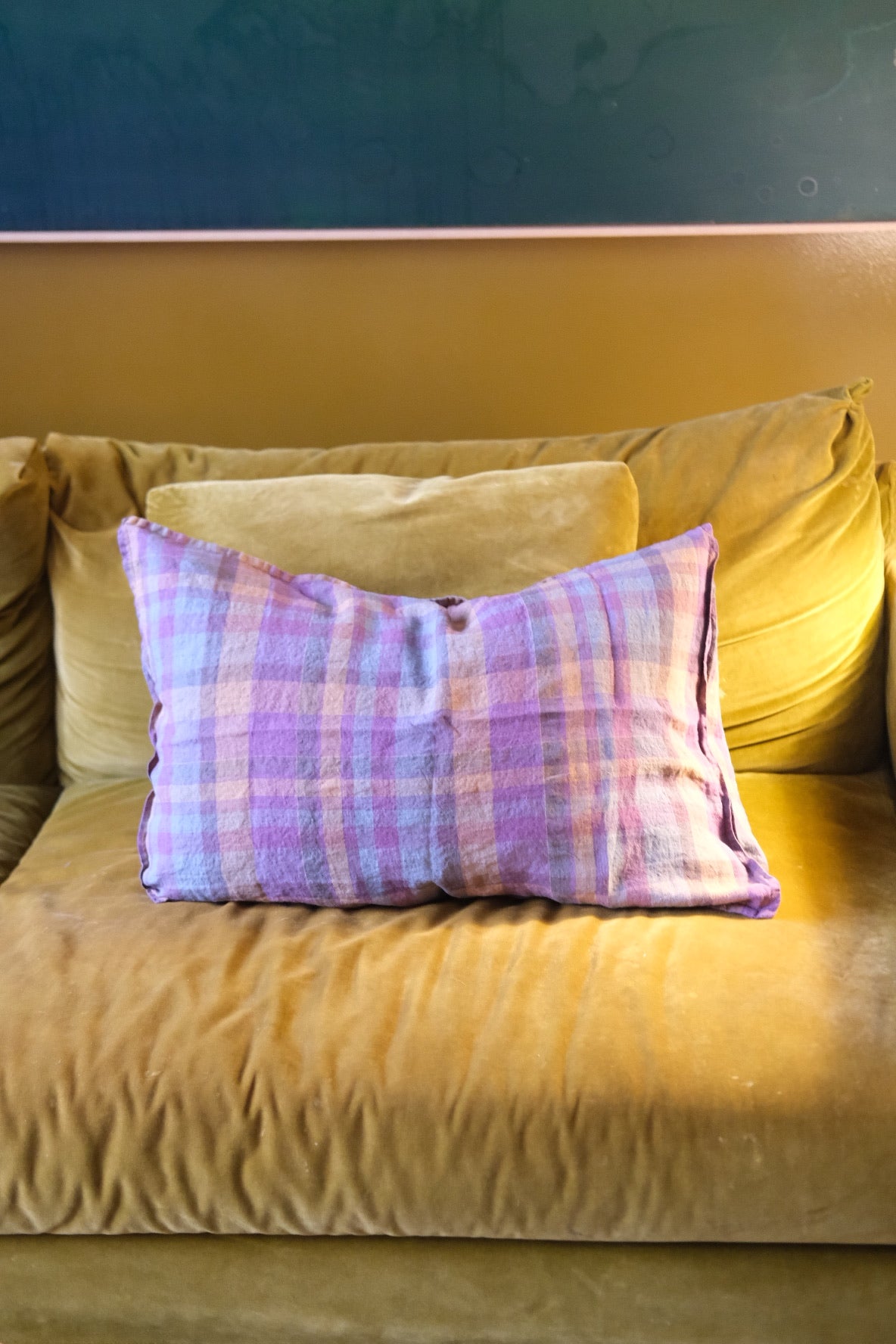 Flax pillow • 50x70 cm • Ecossais Burgundy