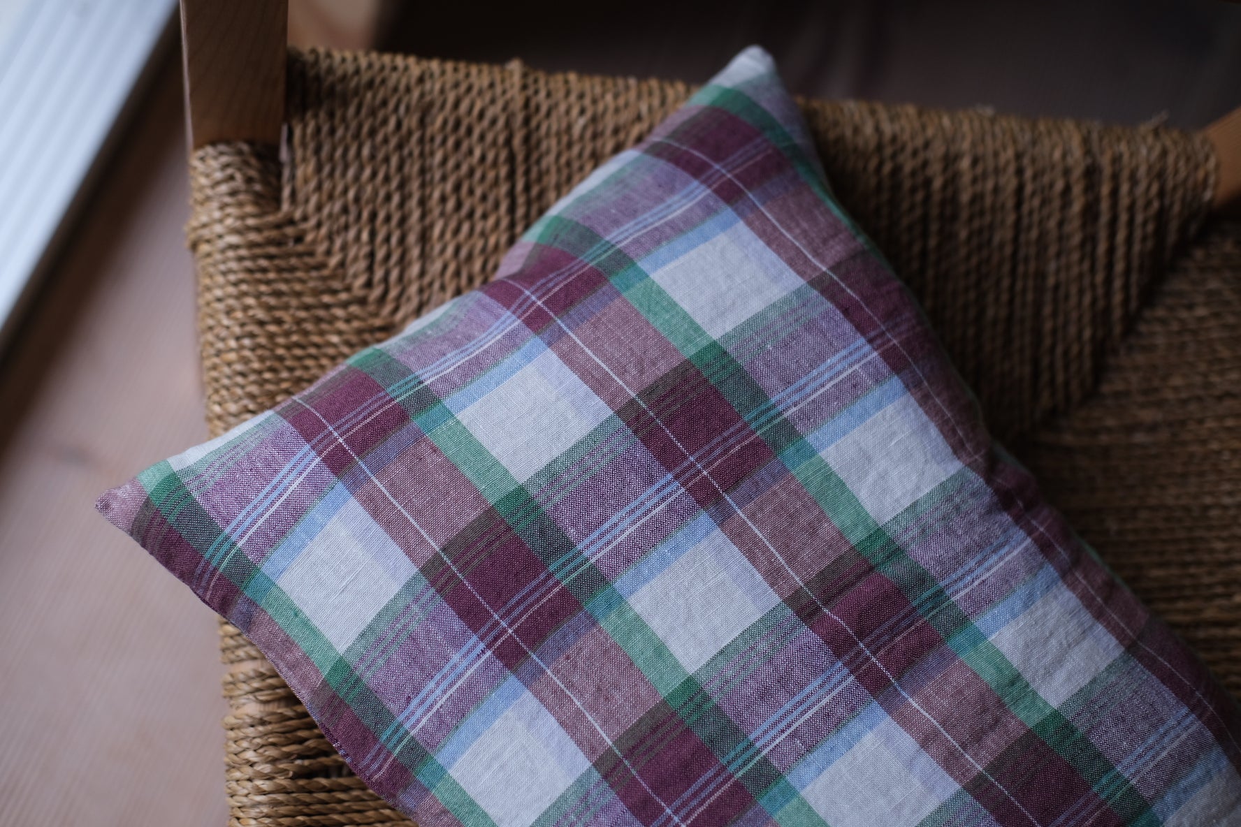 Pillowcase • Linen • Small • Mattress Prune • Plum Check