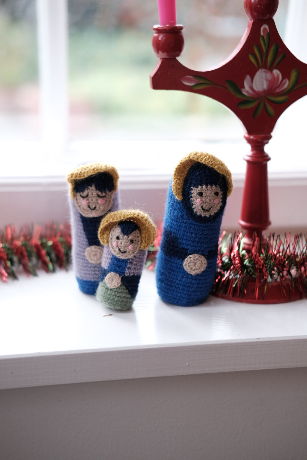 Julepynt • Hæklet • Maria, Josef & Jesusbarnet