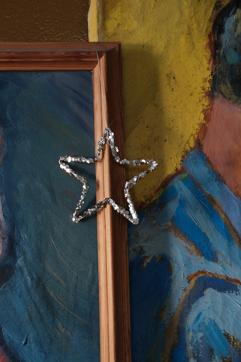 Julepynt • Dekoration • Stjerne • Sølv glimmer