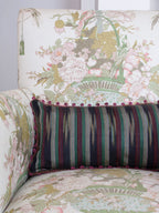 Pude med hæklet kant • Grøn ikat • 43 × 23 cm fra Ottomania