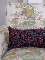 Pude med hæklet kant • Grøn ikat • 43 × 23 cm fra Ottomania • Ekstra visning