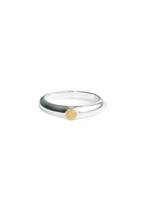 Tiny signet ring in silver with yellow aventurine by SOTE, showcasing intricate design and gemstone detail.