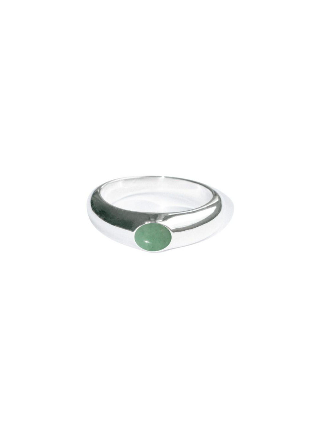 Sølvfingerring med grøn aventurinsten fra SOTE Horizon Signet smykke kollektion, elegant og moderne design.