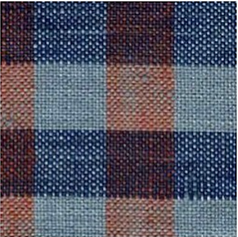 Linge Particulier kimono i M, Vichy Sienne Bleu med ternet design, blød og behagelig stof, vises i billedet.