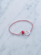 Armbånd • Kniplet • Rød & hvid - DORA