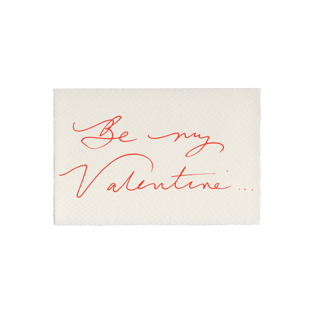 Kort fra Scribble & Daub med "Be My Valentine" design, romantisk kort til Valentinsdag med hjerteillustration og elegant skrifttype