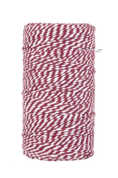 Bakers Twine i bomuld • Bordeaux & hvid • 100 meter