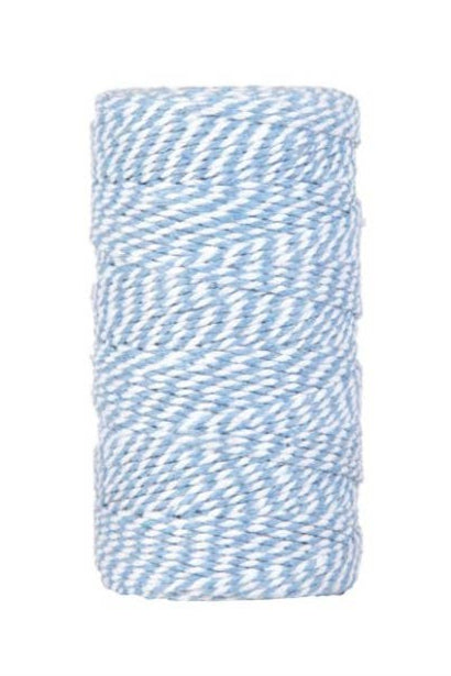 Bakers Twine i bomuld • Lyseblå & hvid • 100 meter