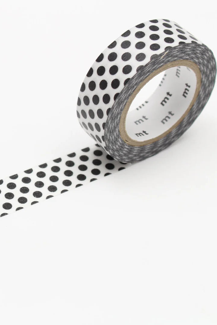 Sort prik MT Tape maskeringstape med sorte prikker, ideel til kreative dekorationer og scrapbooking.